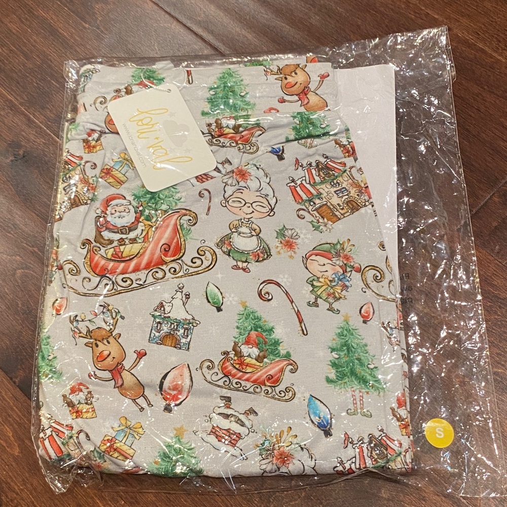 Lori + Val Bamboo Christmas Santa Claus Joggers / Pajama Pants Small NWT